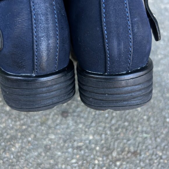 Patrizia Spring Step Billijoe Navy Leather Studded Cross Strap Boots Size 38 - Picture 7 of 14